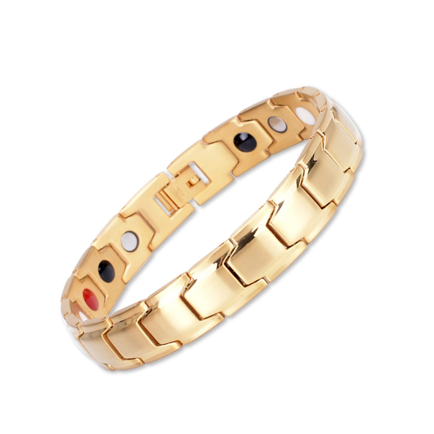 Men's Detachable Magnet Beveled Black Gold Mature Golden Bracelets