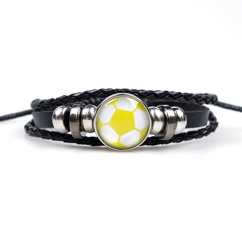 Men's Football Fans Peripheral Leather Popular Beaded Bracelets