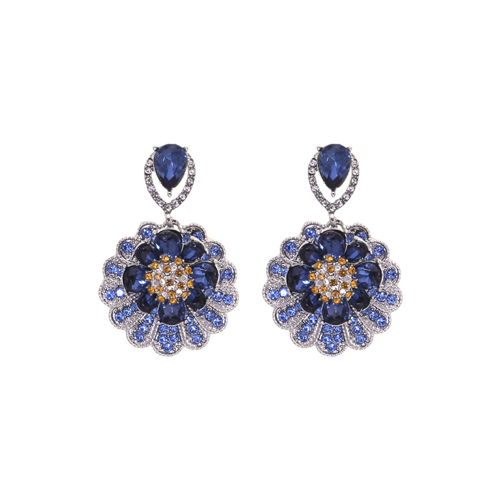 Drill Tassel Blue Light Luxury French Earrings