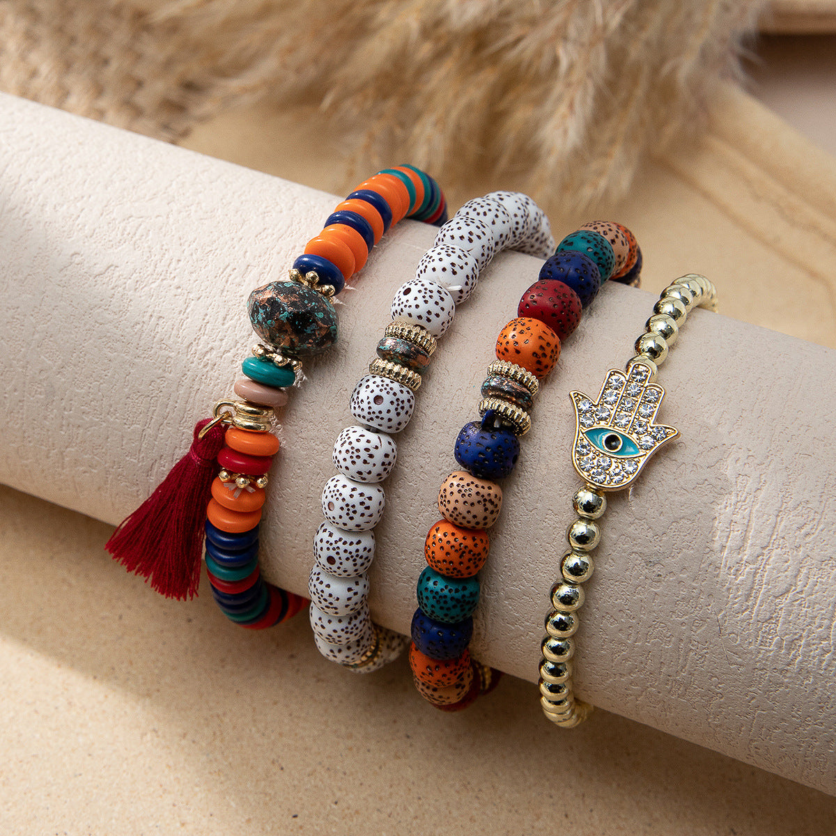 Style Bohemian Bead Design Sense Niche Contrast Bracelets