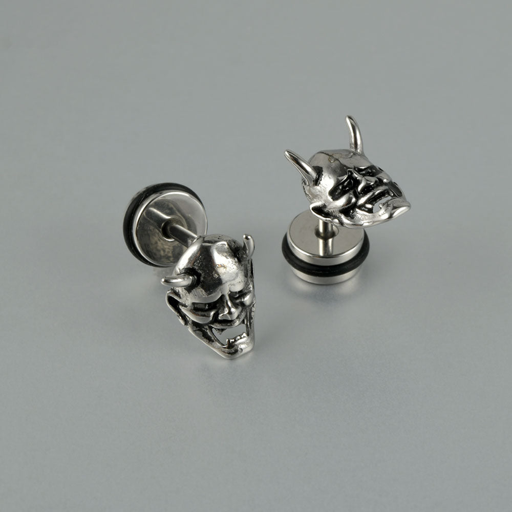 Steel Punk Skull Five Star Drop Earrings
