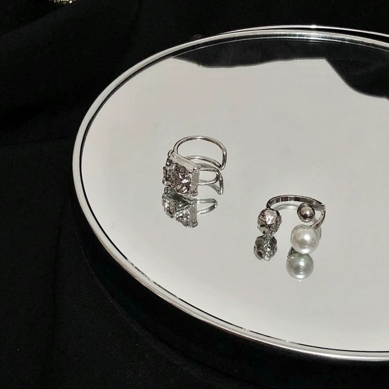 Metal Pearl Female Design Open High Rings