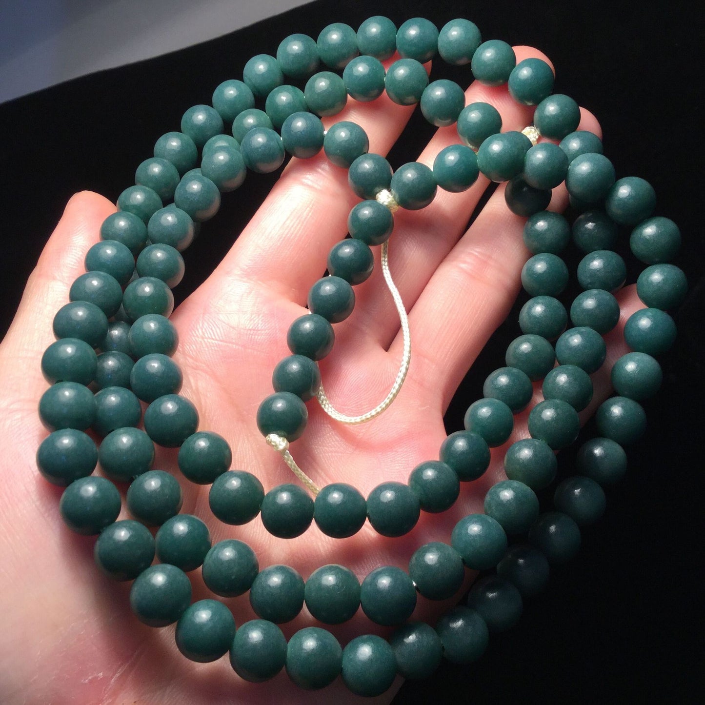 Natural Skin Green Bodhi Root Round Beads Dark Emerald Buddha Bracelets