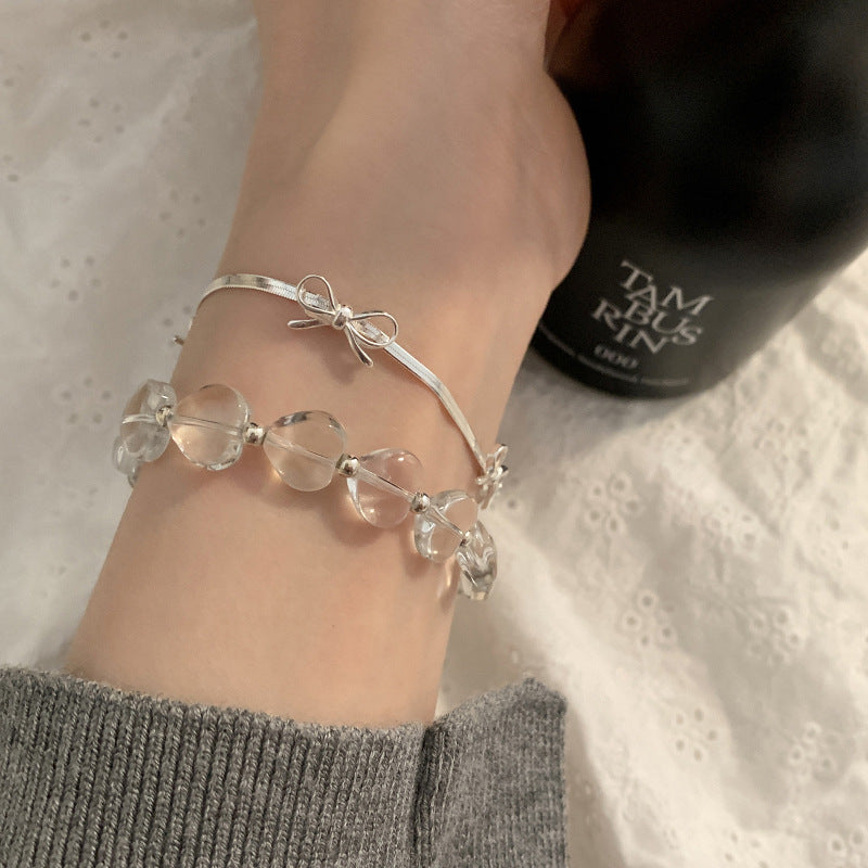 Sterling Sier Bow Snake Bone Female Bracelets