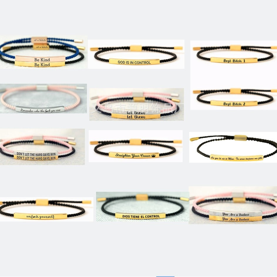 Inspirational Tubular Personalized Adjustable Hand Woven Bracelets