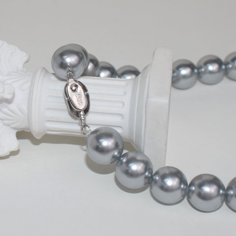 Sier Ingot Buckle Mom Chain High Grade Gray Necklaces