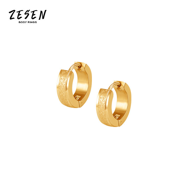 Men's Steel Circle Personalized Ear Clips Trendy Earrings