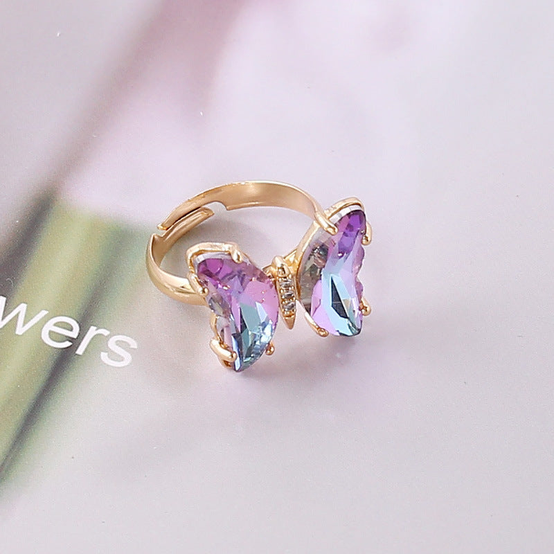Women's Gradient Butterfly Female Personality Trendy Fashion Rings