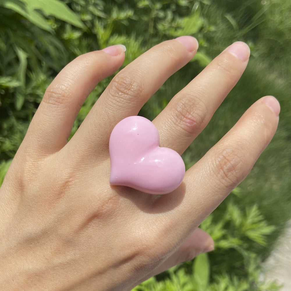 Personality Love Heart-shaped Trendy Fashion Solid Rings