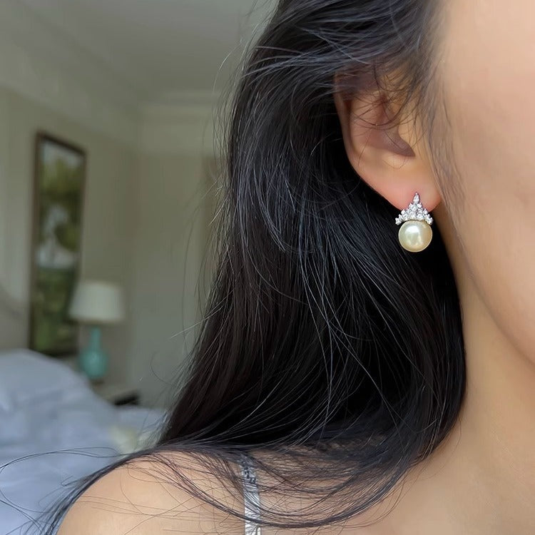 Queen Sterling Sier Strong Light Pearl Luxury High Earrings