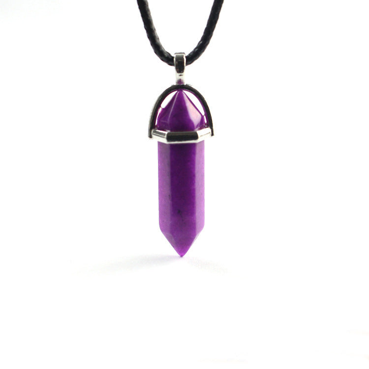 Natural Stone Hexagon Prism Fashion Crystal Necklaces
