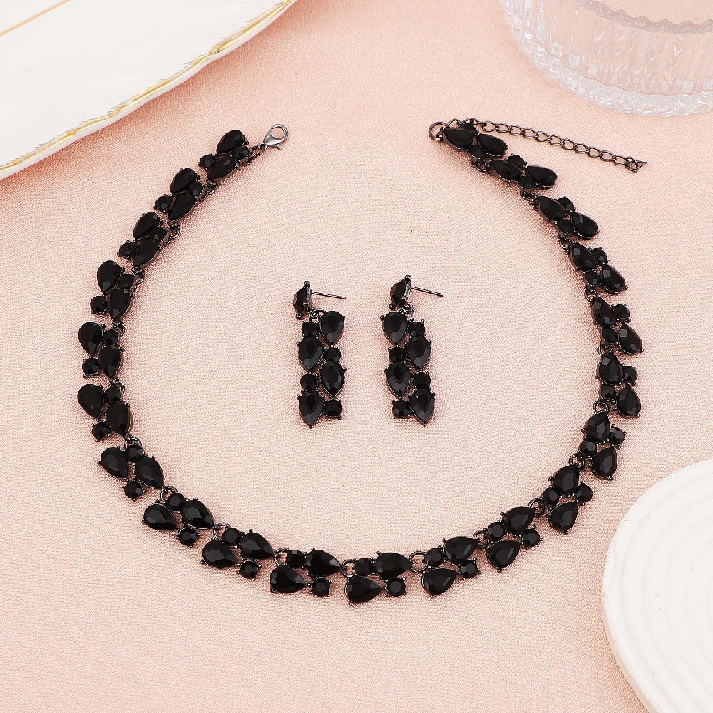 Women's Bridal Party Wedding Dress Full Diamond Jewelry Set