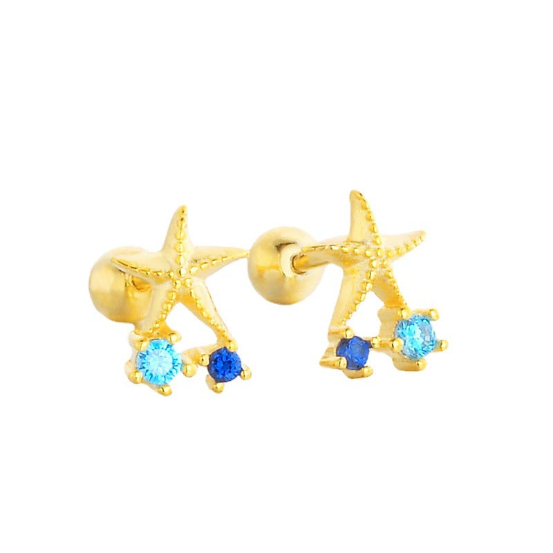 Korean Style Small Ear Bone Starfish Shell Twist Screw Earrings