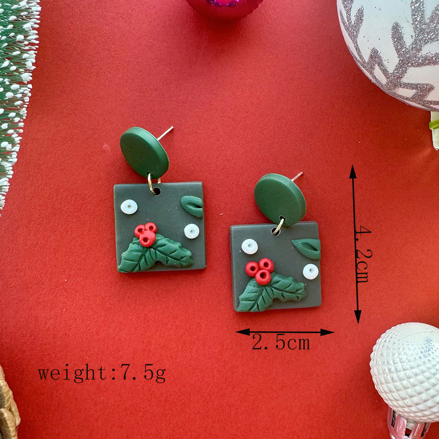 Christmas Fashion Creative Handmade Polymer Tree Earrings
