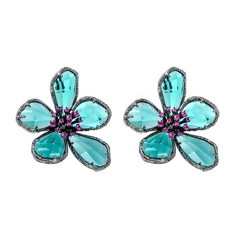 Women's Light Luxury Artificial Crystal Flower For Earrings