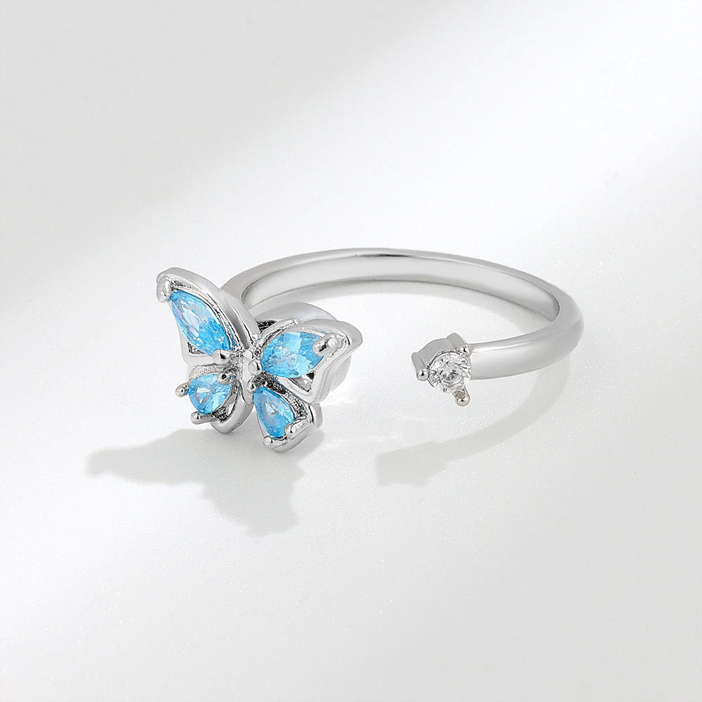 Butterfly Rotatable Female Accessories Personalized Opening Rings