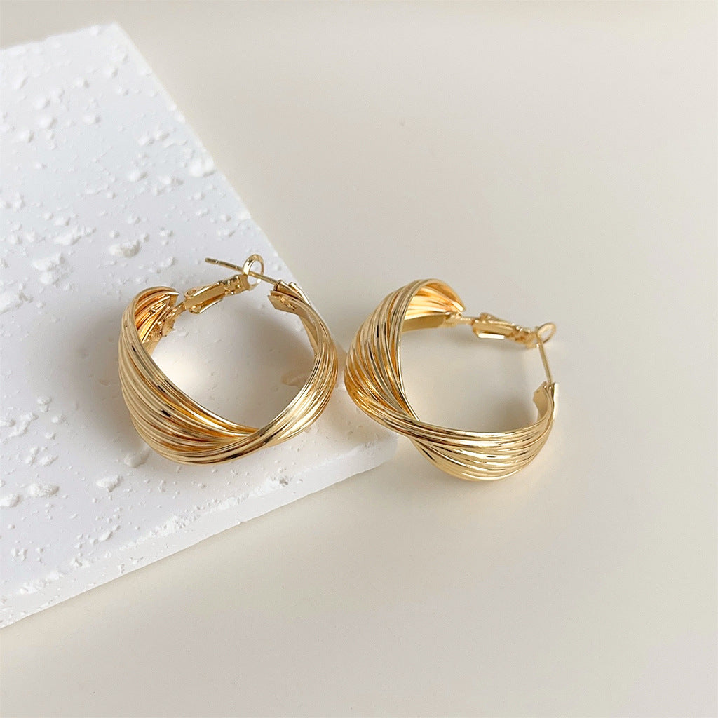 Women's Affordable Luxury Style Zircon Geometric Large Hoop Exaggerated Personalized Earrings