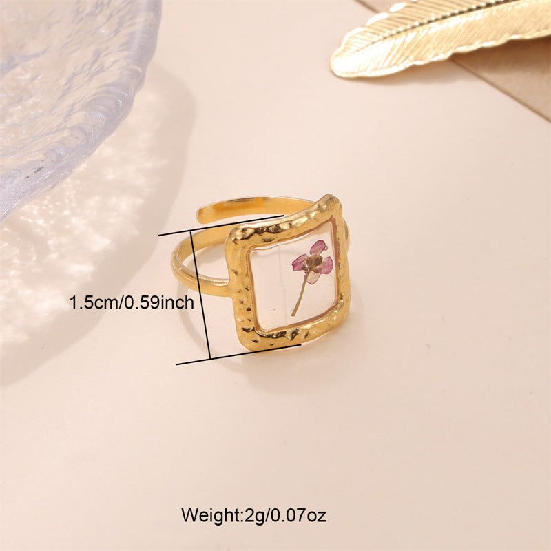 Women's Jewelry Preserved Fresh Flower Series Stainless Steel Design Rings