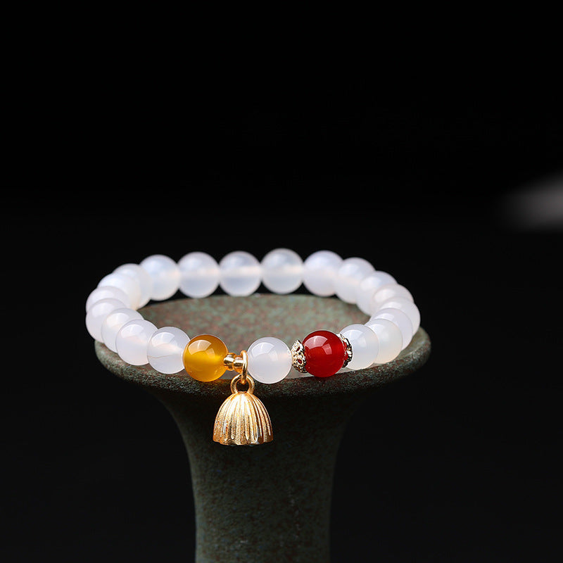 Four Life Natural Red Agate Lotus Bracelets