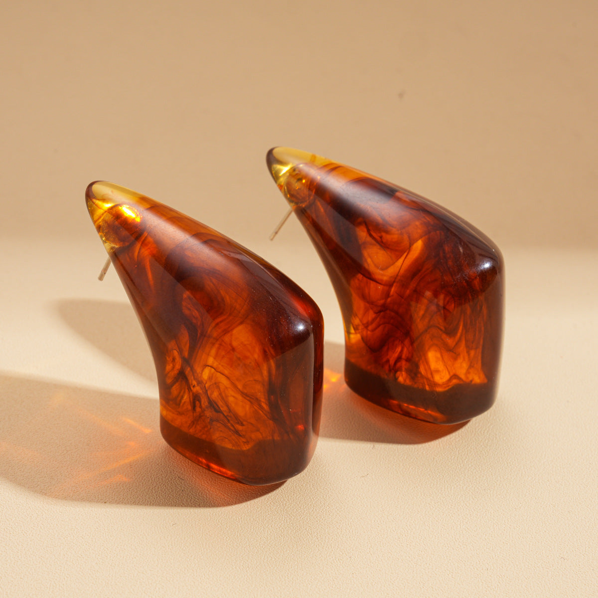 Resin Geometric Irregular Sier Simple Stylish Personality Unique Niche Stud Earrings