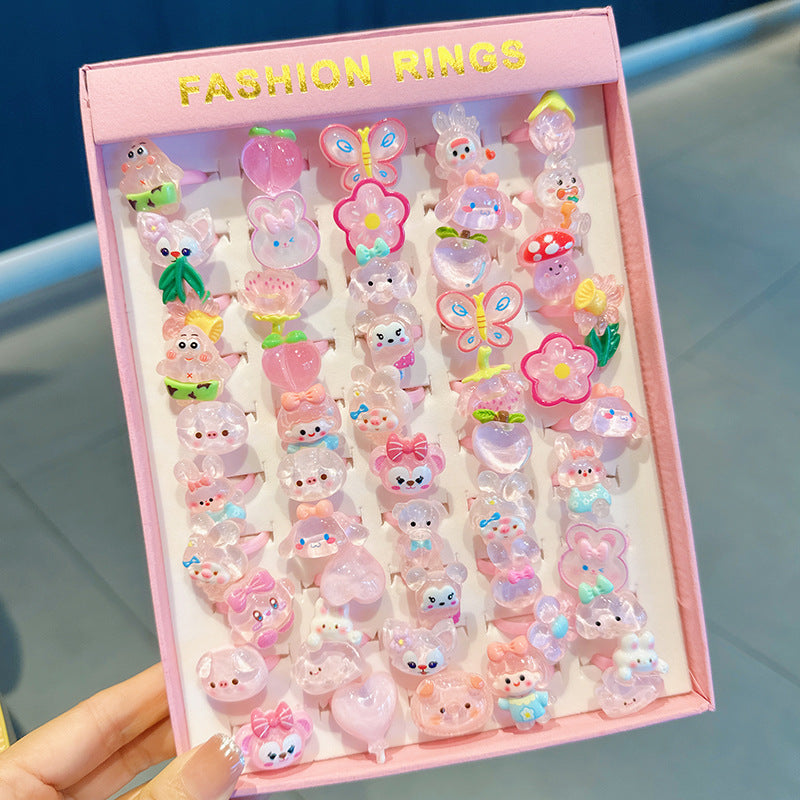 Children's Cartoon Nostalgic Frosted Texture Plastic Kindergarten Rings