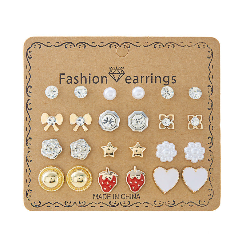 Suit Geometric Pairs Storage Ear Multicolor Earrings