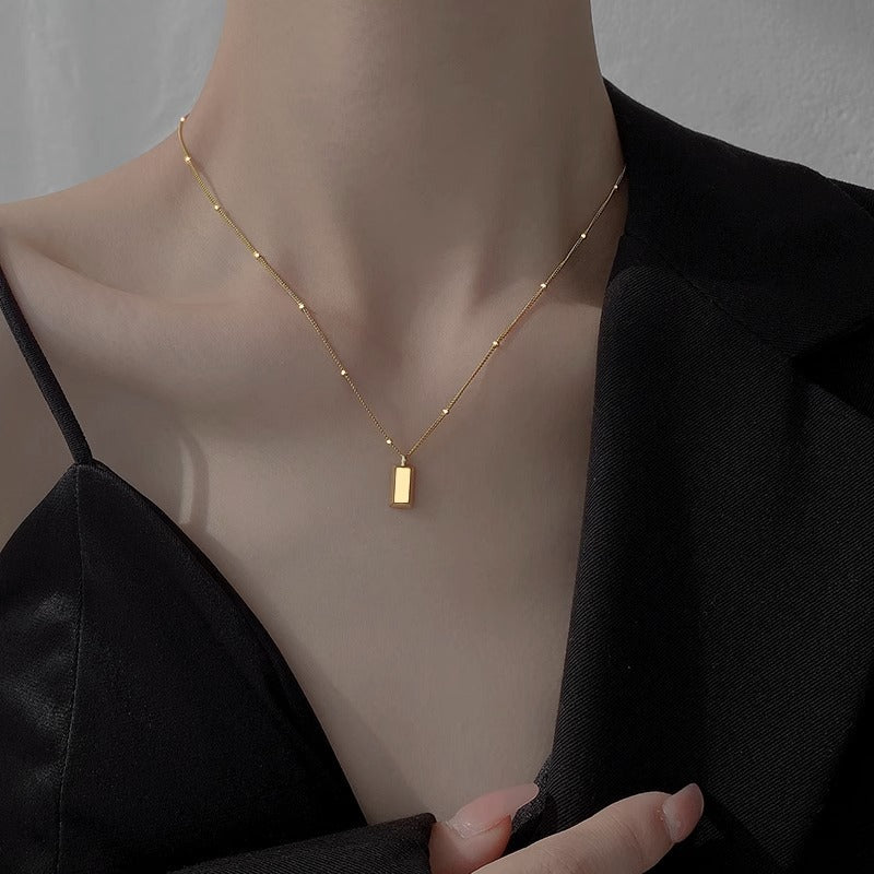 Female Niche Clavicle Chain Partition Bead Titanium Steel Necklace