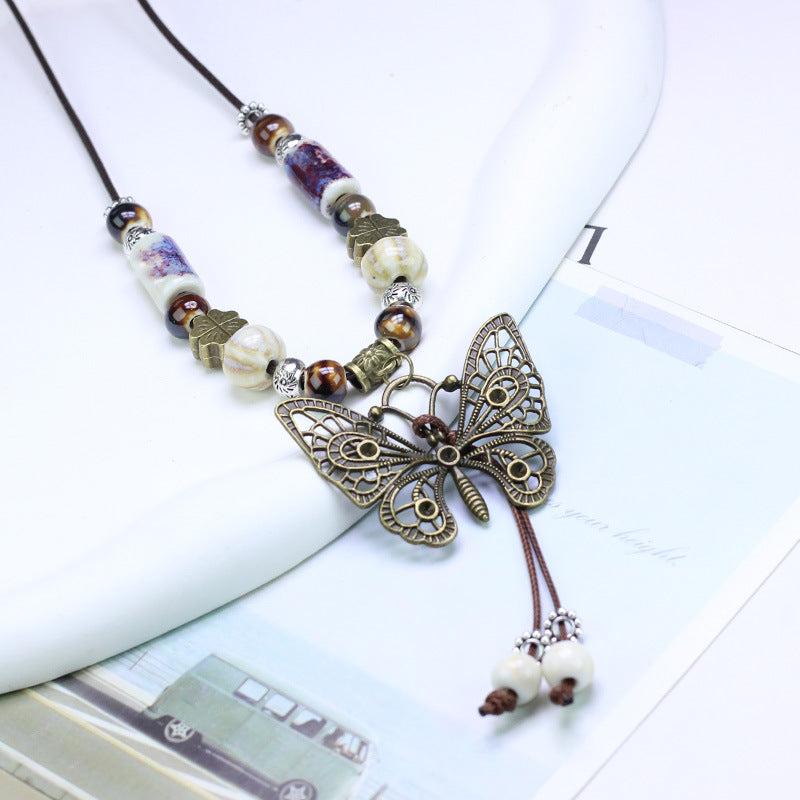 Ceramic Sweater Chain Jewelry Beaded Chinese Female Light Luxury Necklaces