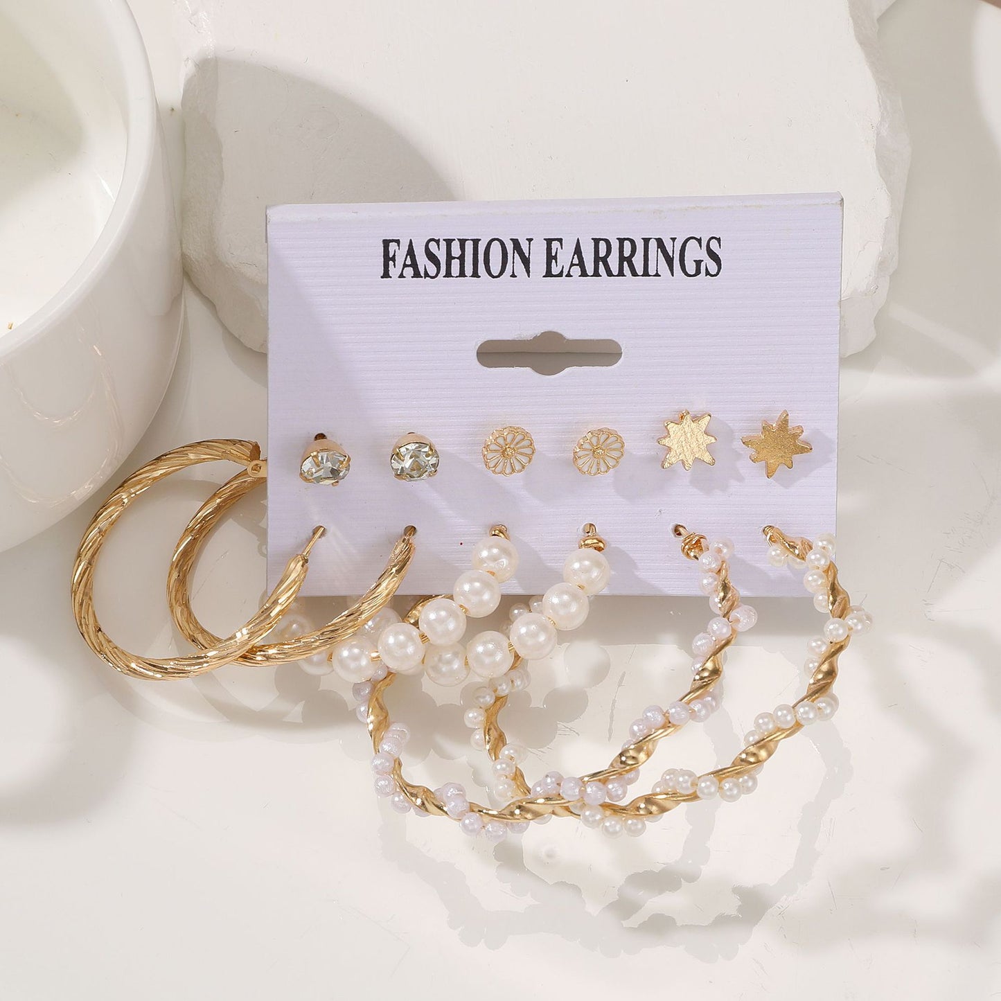Pearl Creative Tassel Suit Boho Flower Earrings