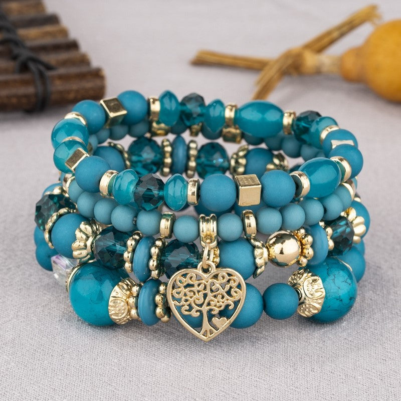 Style Crystal Peach Heart Beaded Ladies Bracelets