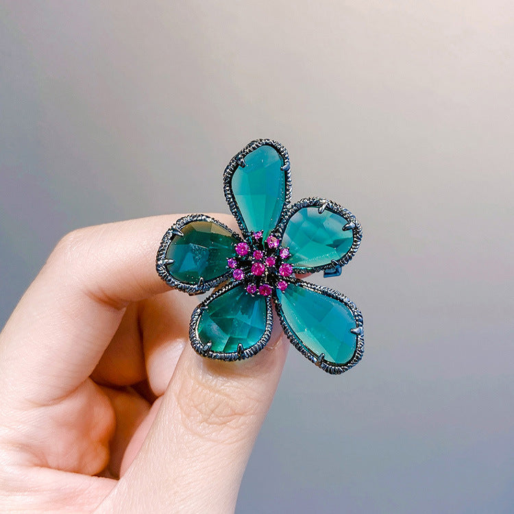 Women's Light Luxury Artificial Crystal Flower For Earrings