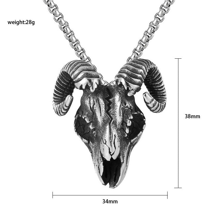Promotion Sheep Head Skull Titanium Steel Necklaces
