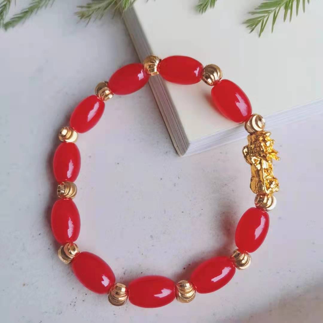 Gold Pi Imitation Obsidian Six Words Bracelets