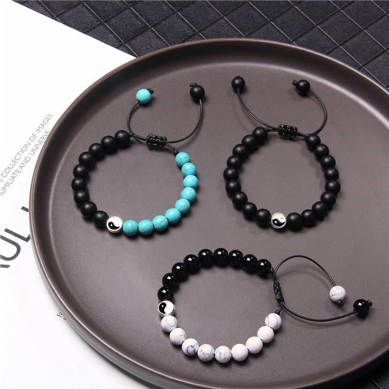 Women's & Men's Pulling Rope Vintage Turquoise Beads Couple Bracelets