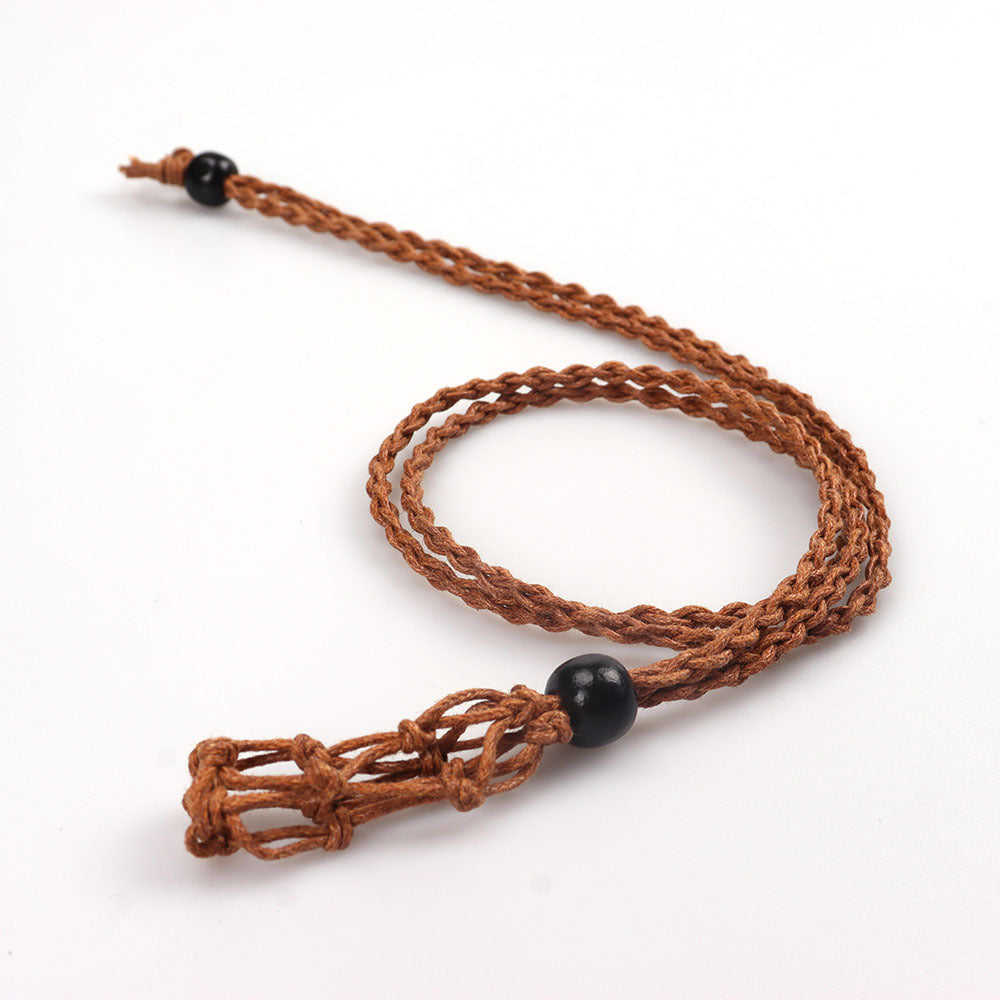 Women's Weave Natural Stone Rope Net Bag Necklaces
