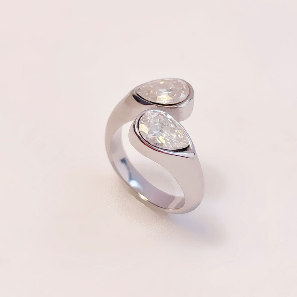Layer Drop-shaped Diamond Female Personality Simple Rings