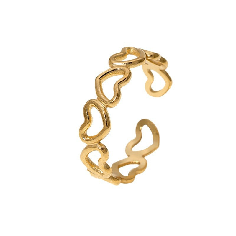 Women's Love Heart-shaped Stainless Steel Sweet Cute Design Rings