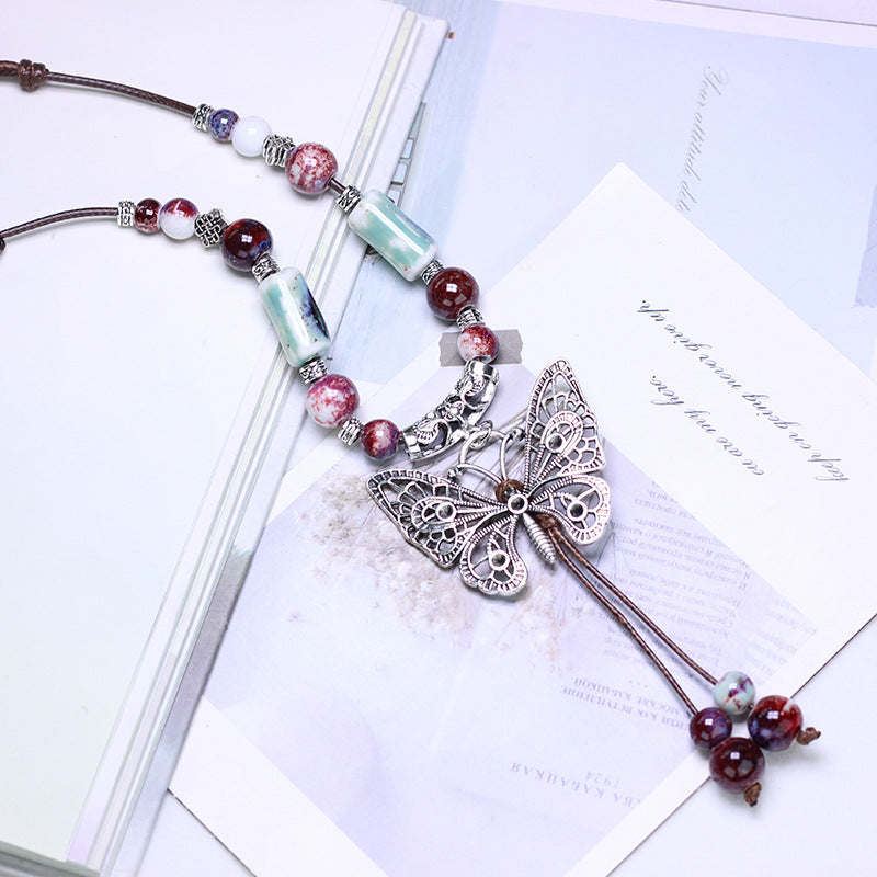 Ceramic Sweater Chain Jewelry Beaded Chinese Female Light Luxury Necklaces