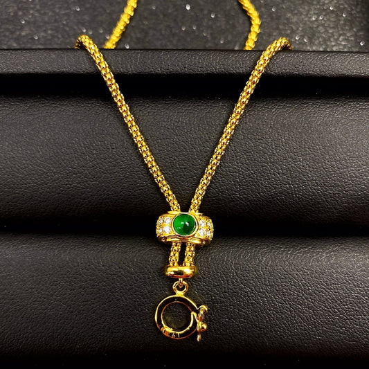 Jade Antique Coin With Sweater Chain Pendants