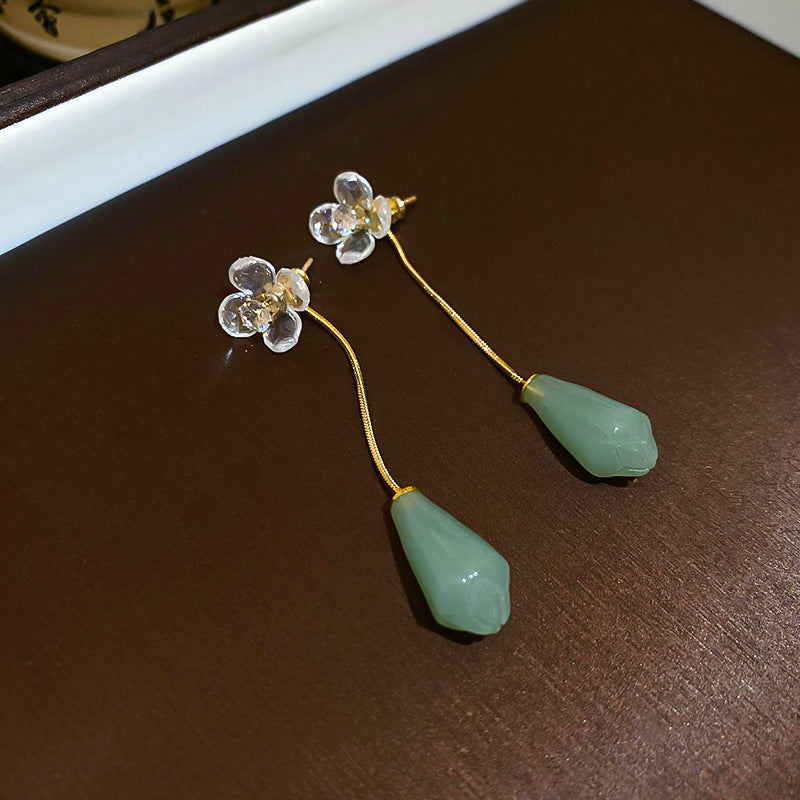 Chinese Style Flower Bamboo Tassel Fashion Trend Ear Hook Earrings