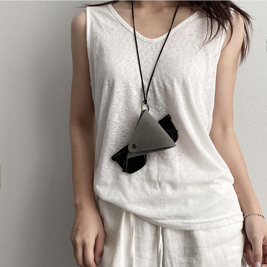 Triangle Bag Fashion Wear Accessory Halter Small Design Suede Necklaces