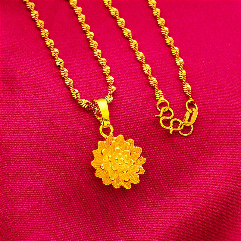 Flower Vietnam Placer Gold Palace Antiquity Water Ripple Gifts For Necklace
