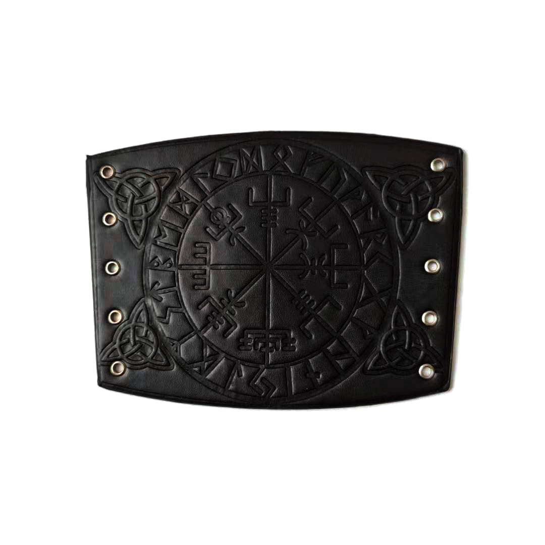 Punk Leather Wristband Viking Pirate Compass Vintage Medieval Bracelet