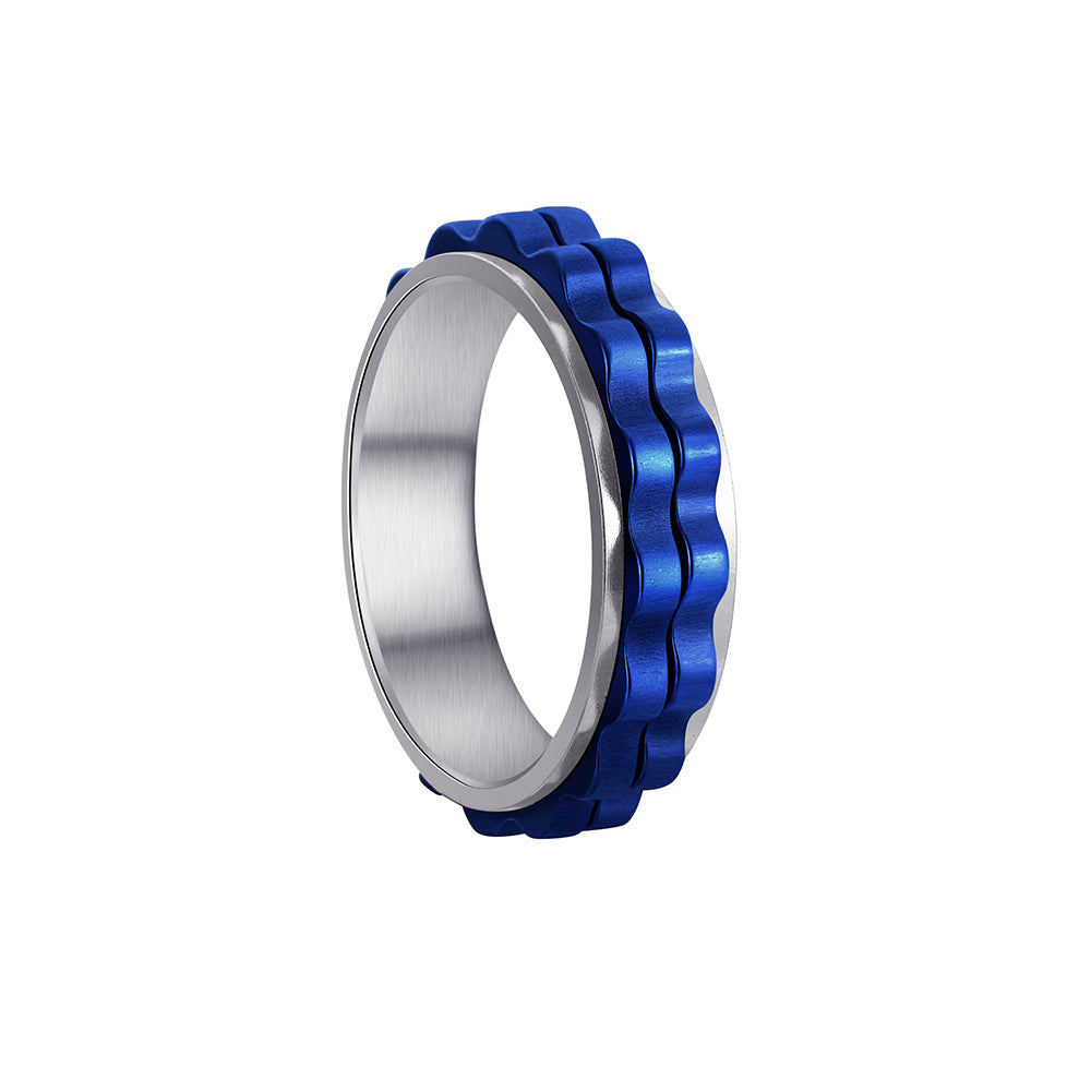 Women's Titanium Steel Ornament Rotatable Decompression Gear Rings