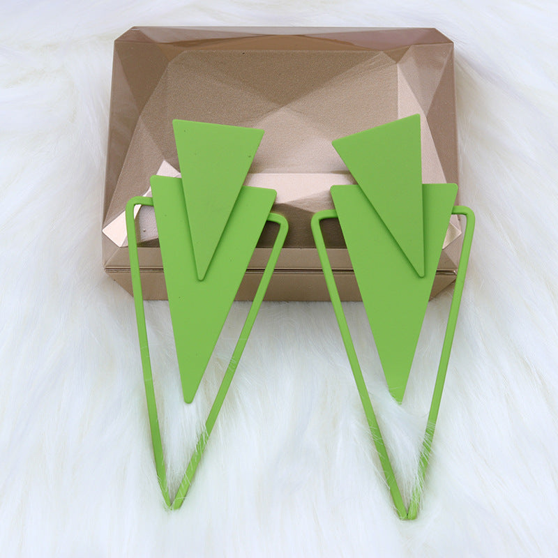Triangle Stitching Spray Paint High Profile Earrings