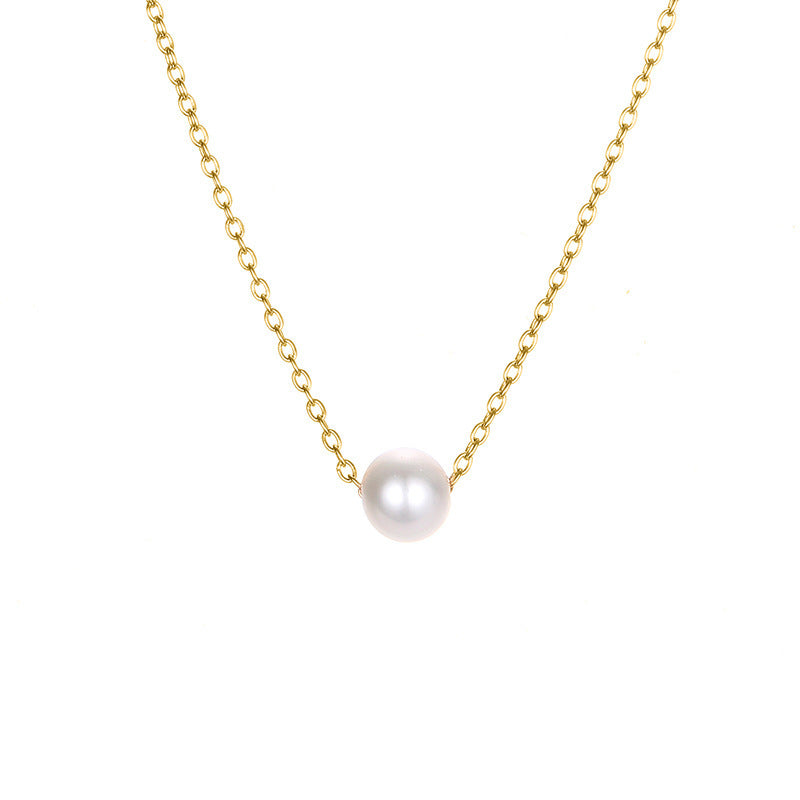 Women's Accessories Simple Pearl Stainless Steel Gold-plated Necklaces