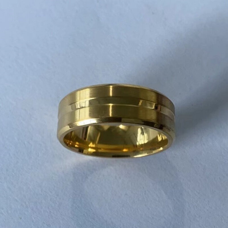 Men's Lucky Jewelry Titanium Steel Personality Bevel Slotted Color Rings