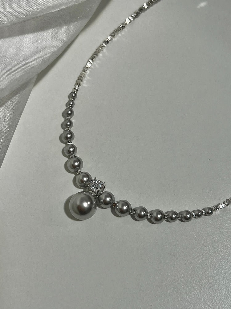 Fashion Light Pearl Sterling Sier Gradient Necklaces