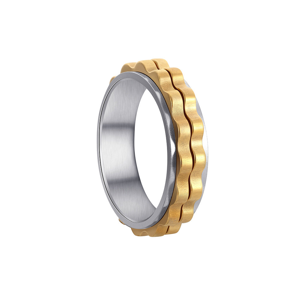 Women's Titanium Steel Ornament Rotatable Decompression Gear Rings