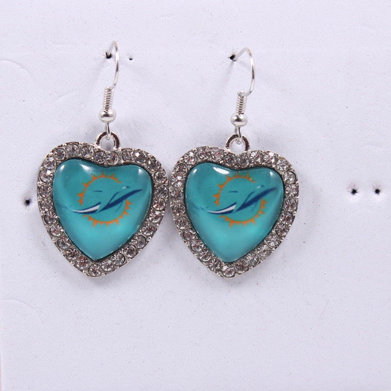 Peach Heart Spot Drill Sports Team Series Earrings